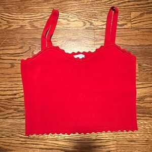 Zara red scalloped crop top